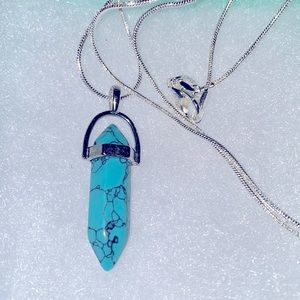 Boho Natural Turquoise Sterling Silver 24” Necklace